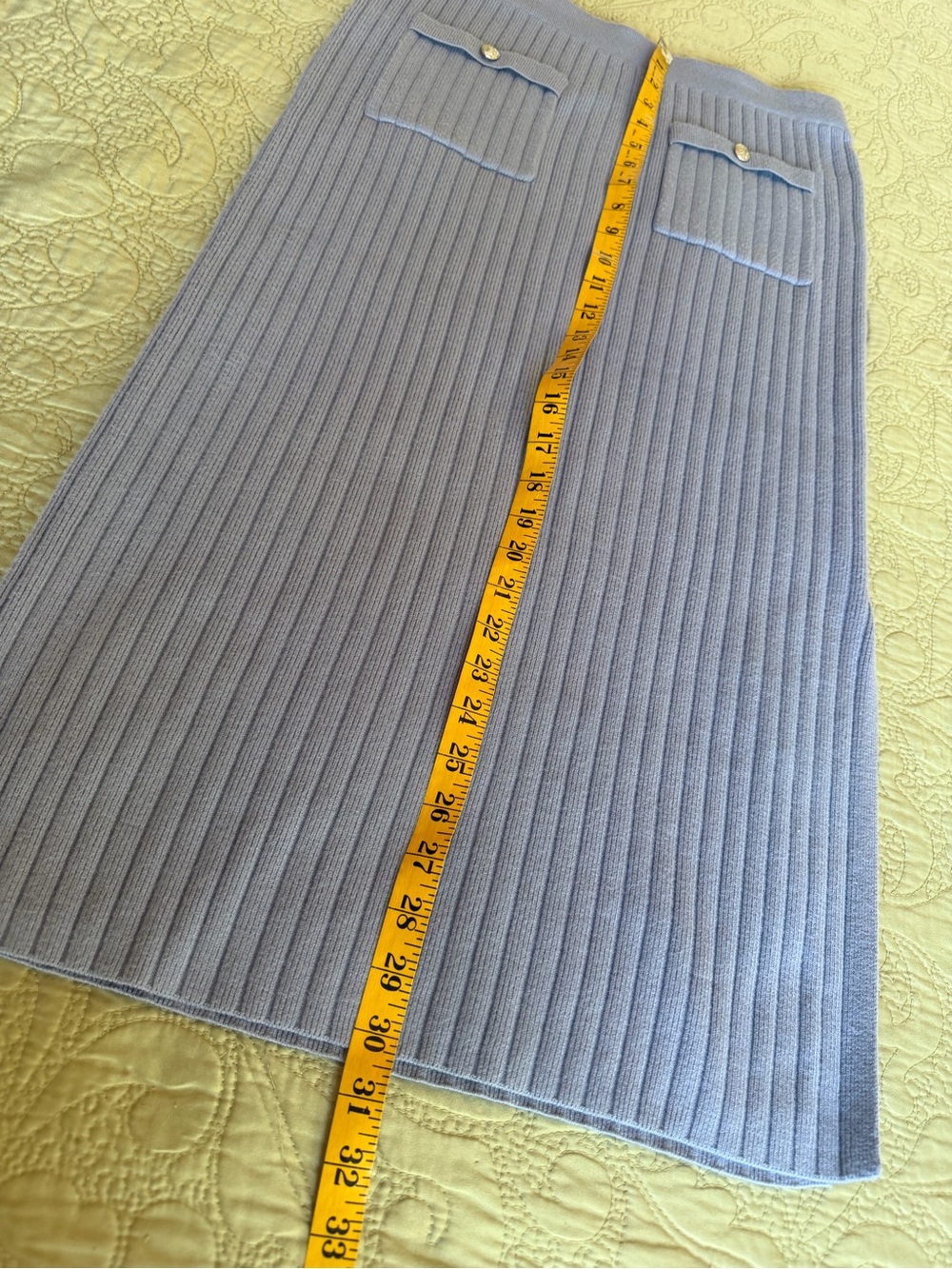 Vintage 90s Christian Lacroix Periwinkle Ribbed Knit Midi Skirt Y2K Minimalist L - Picture 13 of 13
